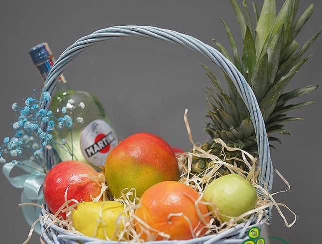 Fruit Basket with Martini Bianco 1L (made to order, 24 hours) photo